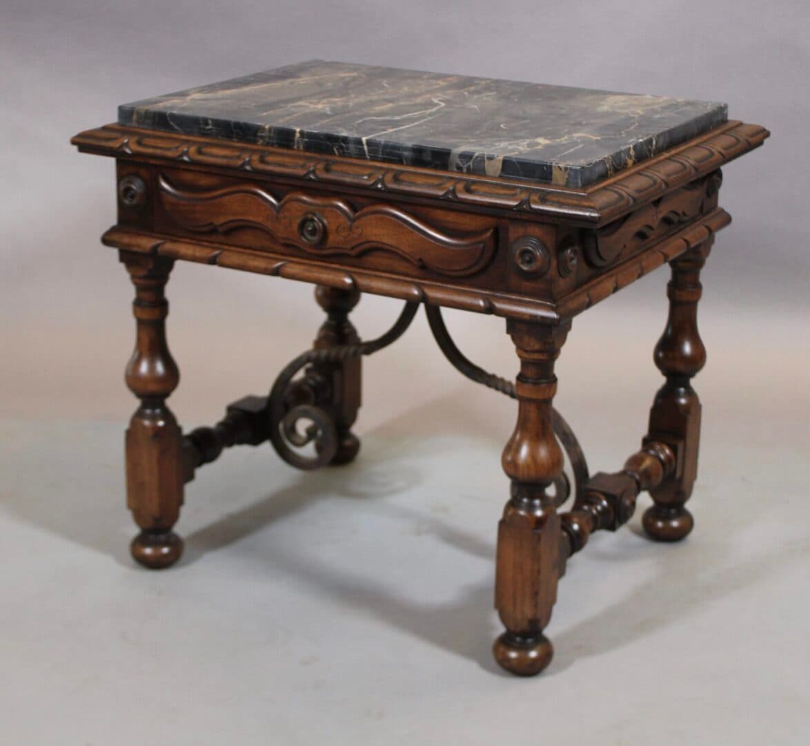 40768. Spanish Revival 1920’s Side Table With Iron Trestle