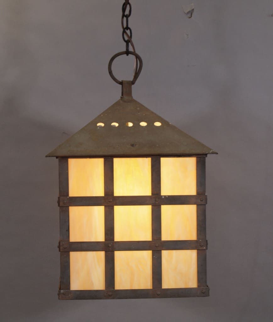 41613. Large 1920’s Lantern With Slag Glass