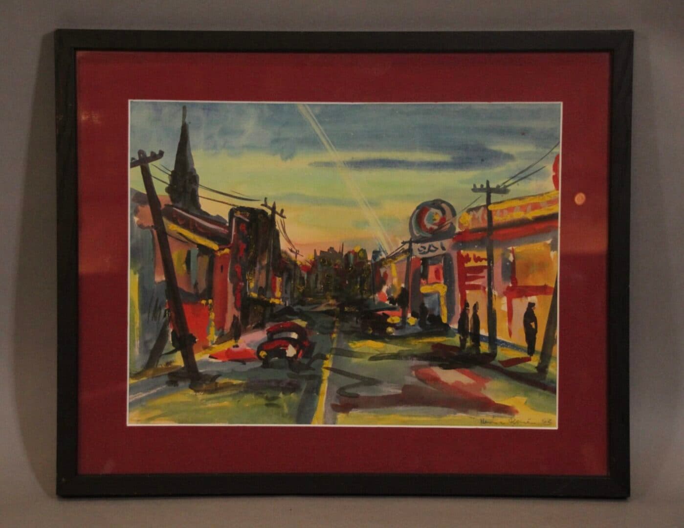 41302. City Scape By Heinz Rosien California Artist Dated 1952