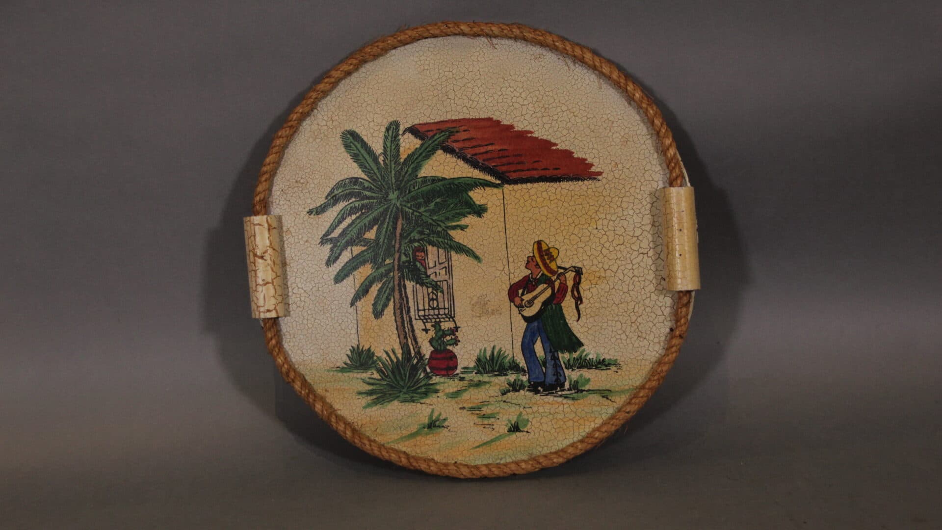 41733. 1920’s Hand Painted Decorative Spanish Revival Rancho Platter