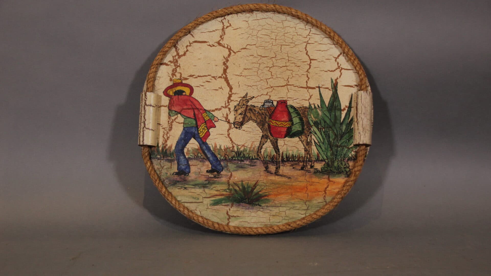 41732. 1920’s Hand Painted Decorative Spanish Revival Rancho Platter