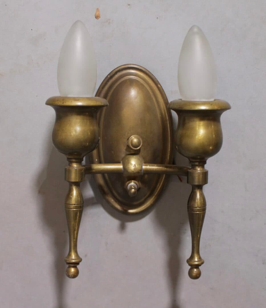 41496. Pair of Double 1920’s Brass Sconces