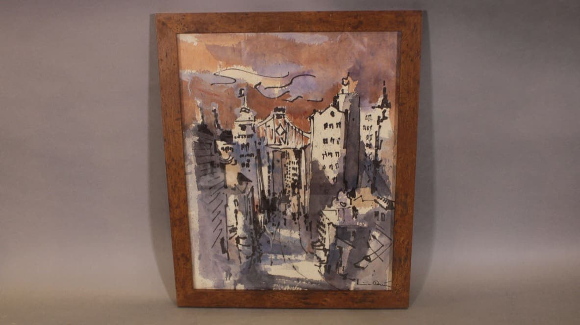 41644. Cityscape Watercolor By Heinz Rosien