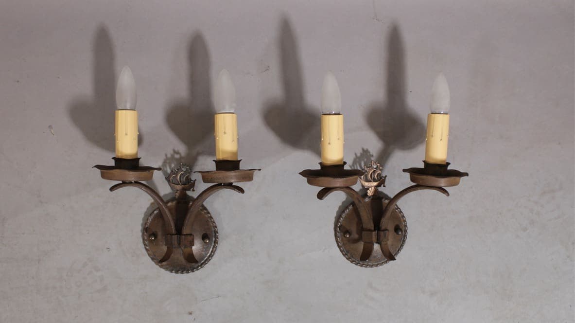 41431. Pair Of 1920’s Double Sconce With Ship