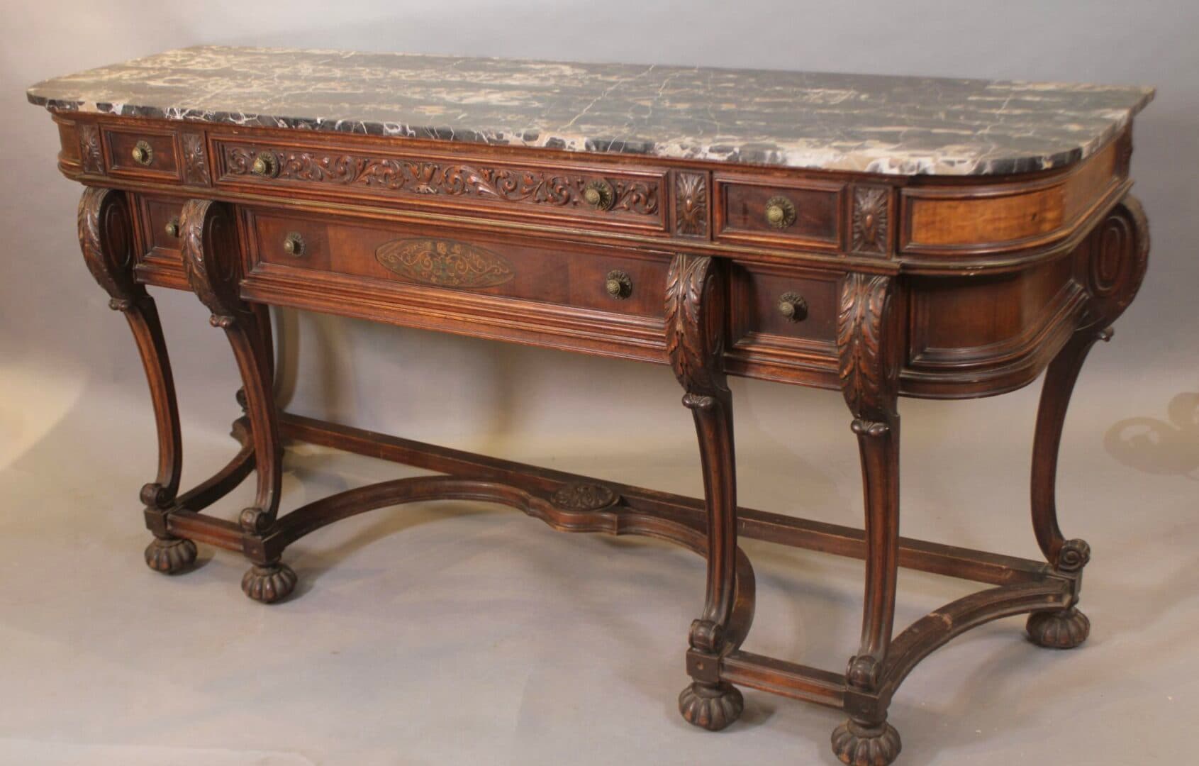 41982. Fantastic Turn Of The Century Console With Marble Top