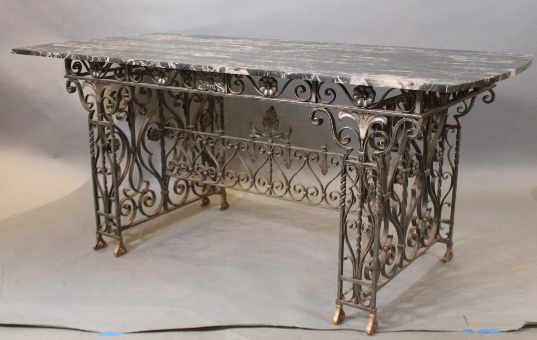 42079. Magnificent Center Wrought Iron 1920’s Table Attributed To Oscar Bach