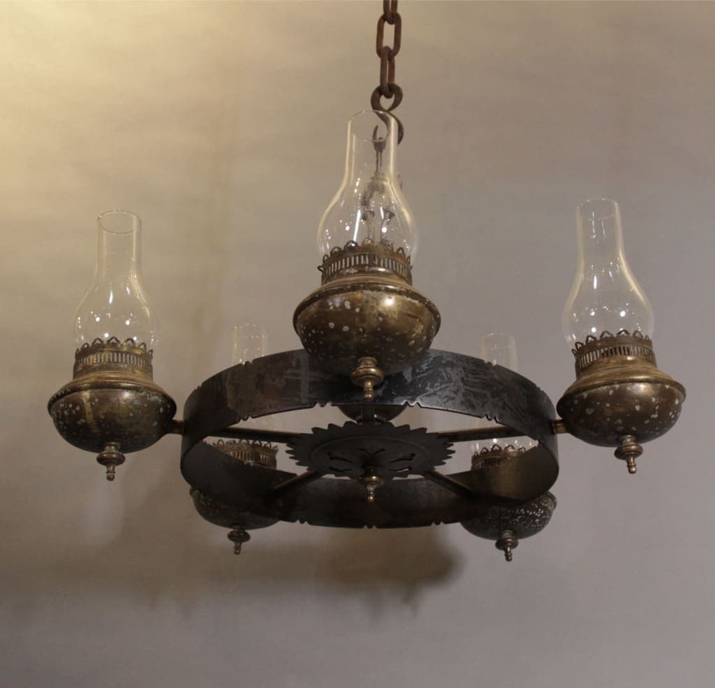 42144. Classic Rancho Spanish Revival Chandelier With Iron and Brass