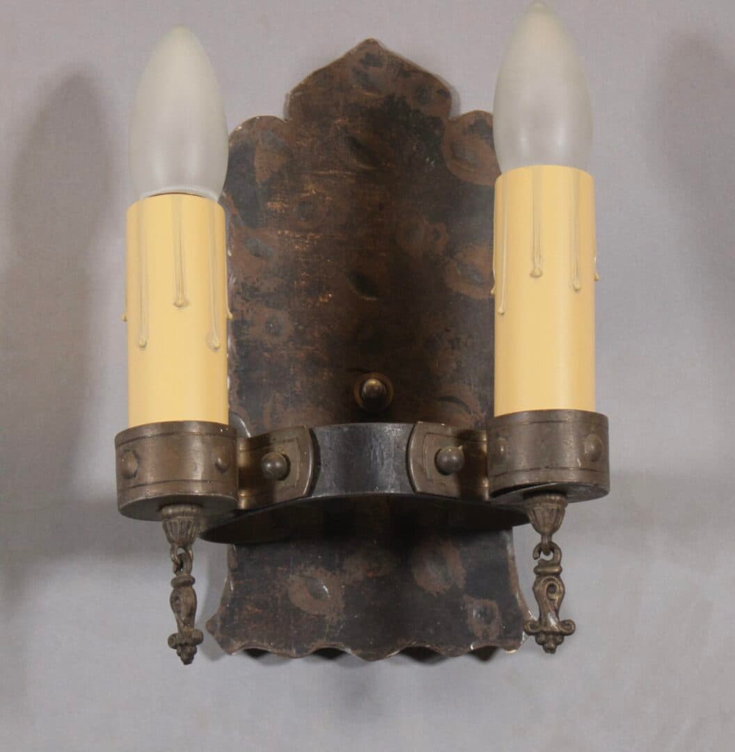 42612. 1 of 4 Double Hand Forged 1920’s Spanish Revival Sconce