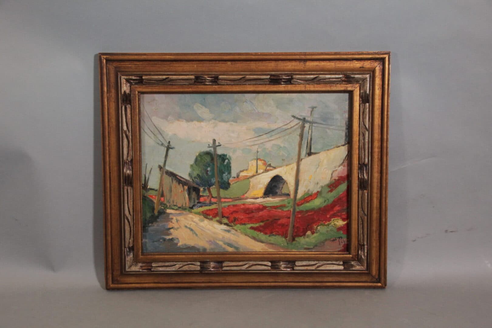 42750. Early Painting Of California Bridge By Heinz Rosien