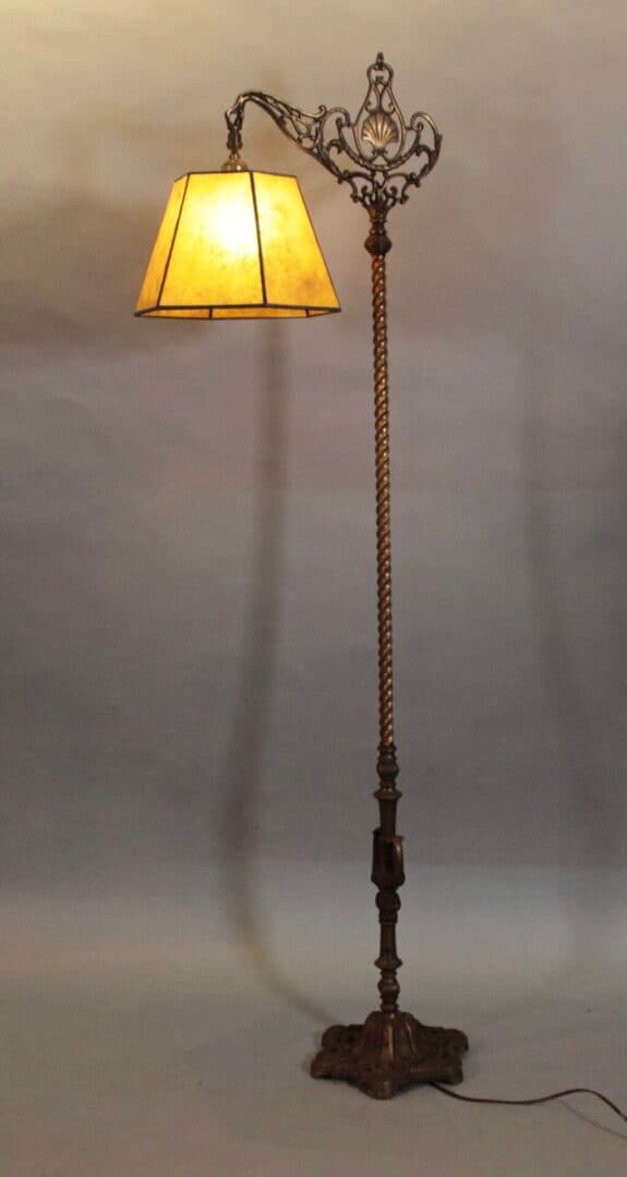 42854. Spanish Revival 1920’s Bridge Lamp With Shell Motif