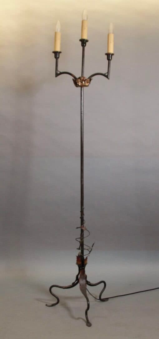 42875. Elegant 1920’s Torchiere With Three Light