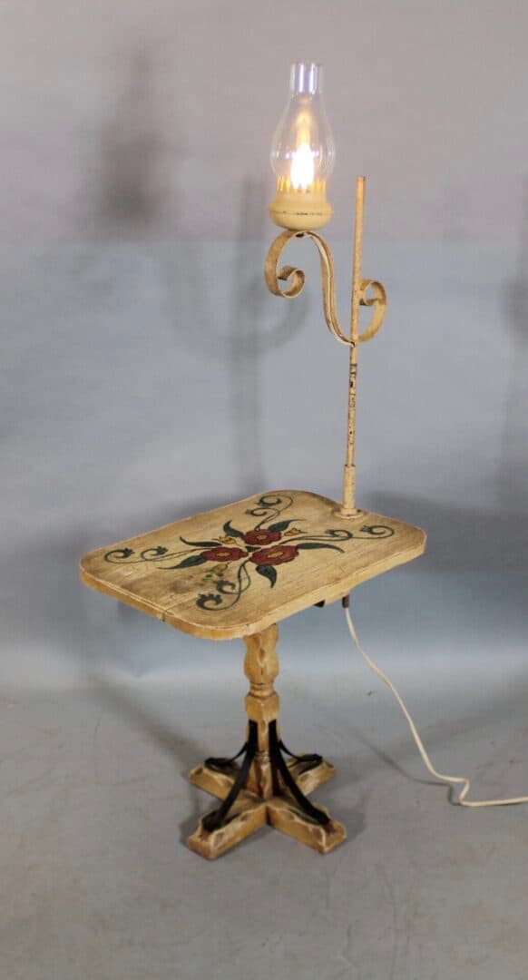 43308. Spanish Revival Monterey Style Table With Attached Lamp