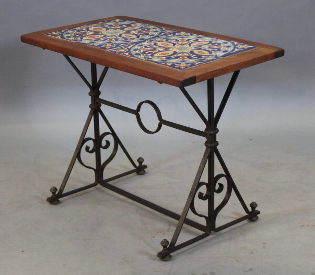 43305. Spanish Revival Original Tile Table With Iron Base