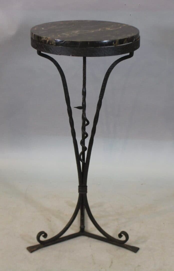 43358. Spanish Revival 1920’s Iron And Marble Side Table