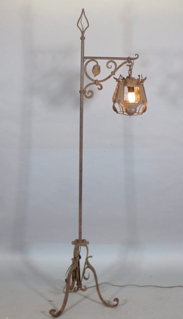 43161. 1920’s Forged Iron Bridge Lamp