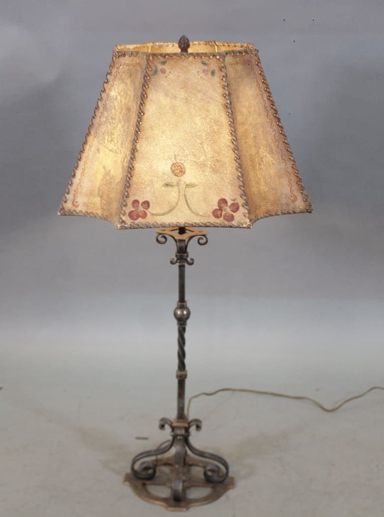 43113. Tall Spanish Revival Table Lamp With Original Shade