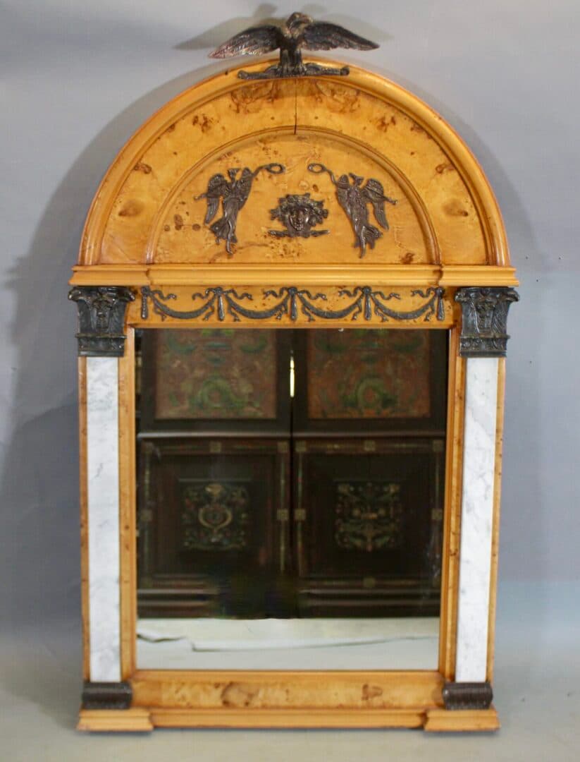 43407. Turn Of The Century Bird’s Eye Maple Ormolu Mirror