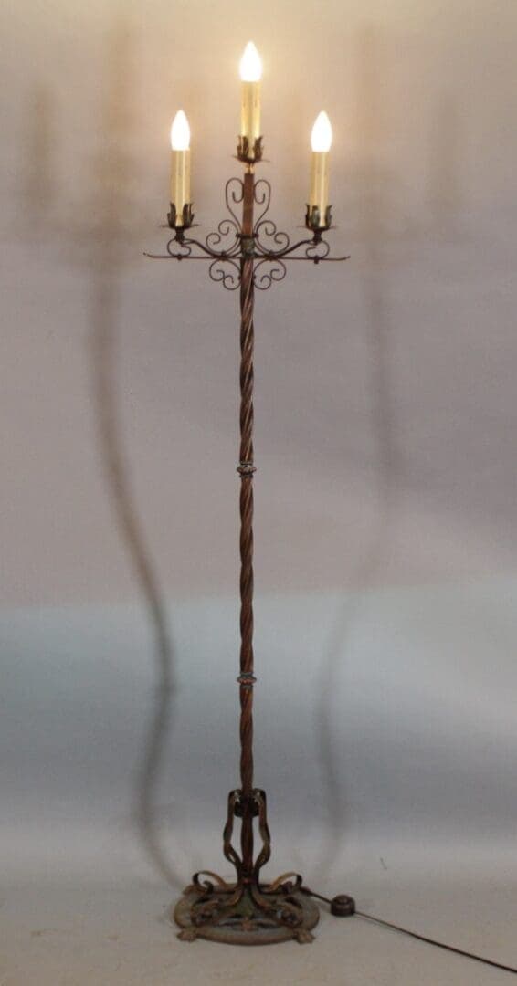 44060. Spanish Revival 1920’s Torchiere With Tree Lights