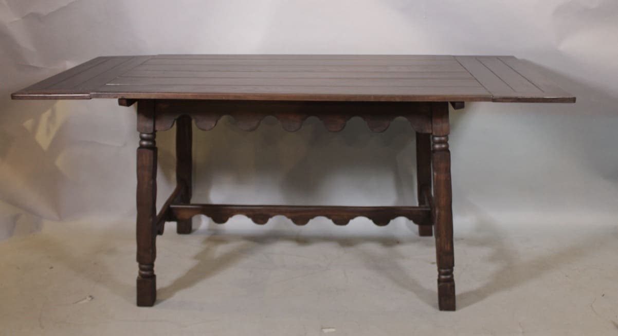 45155. Spanish Revival 1920’s Walnut Table With Leafs