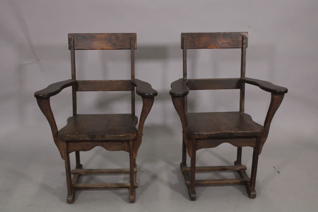 Pair of vintage wooden armchairs