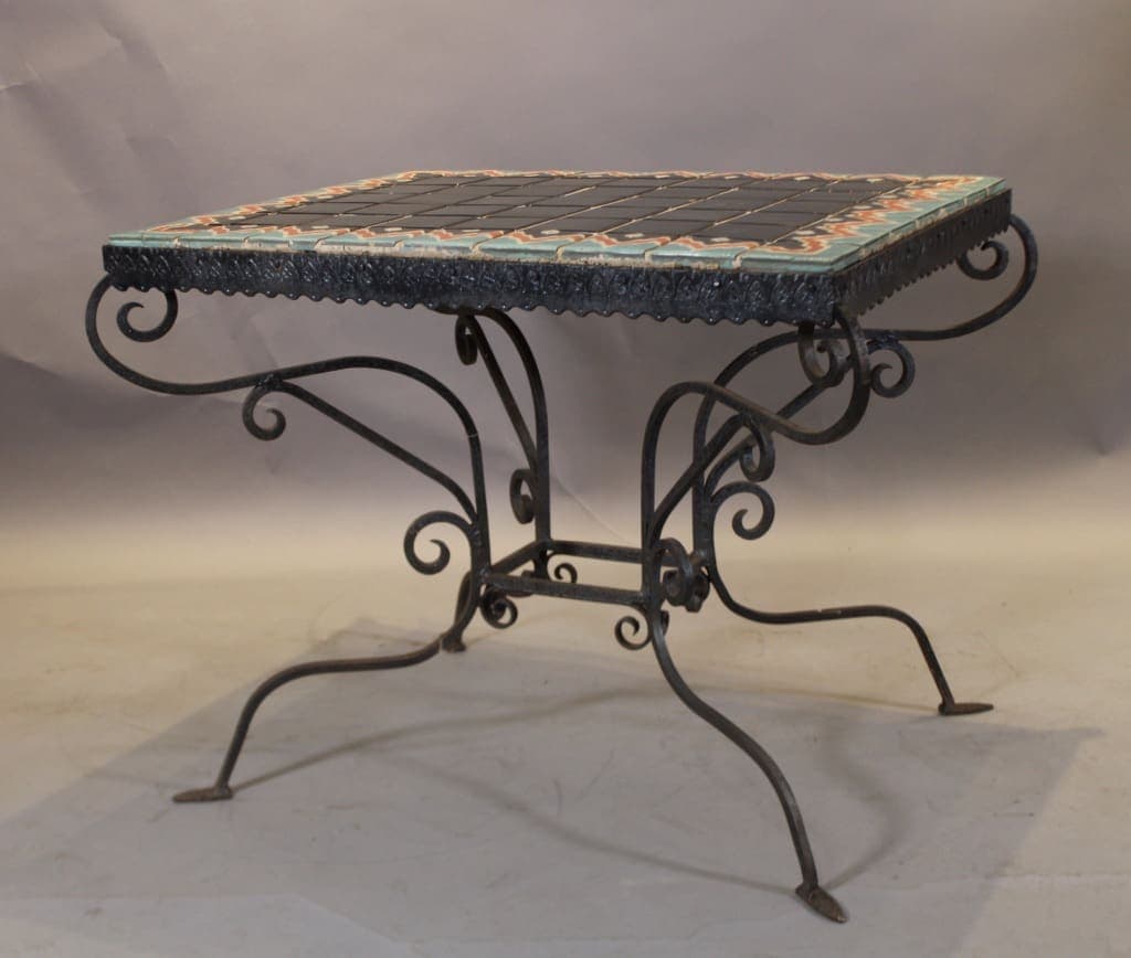 47173. Spanish 1920’s Tile Table With Iron Base