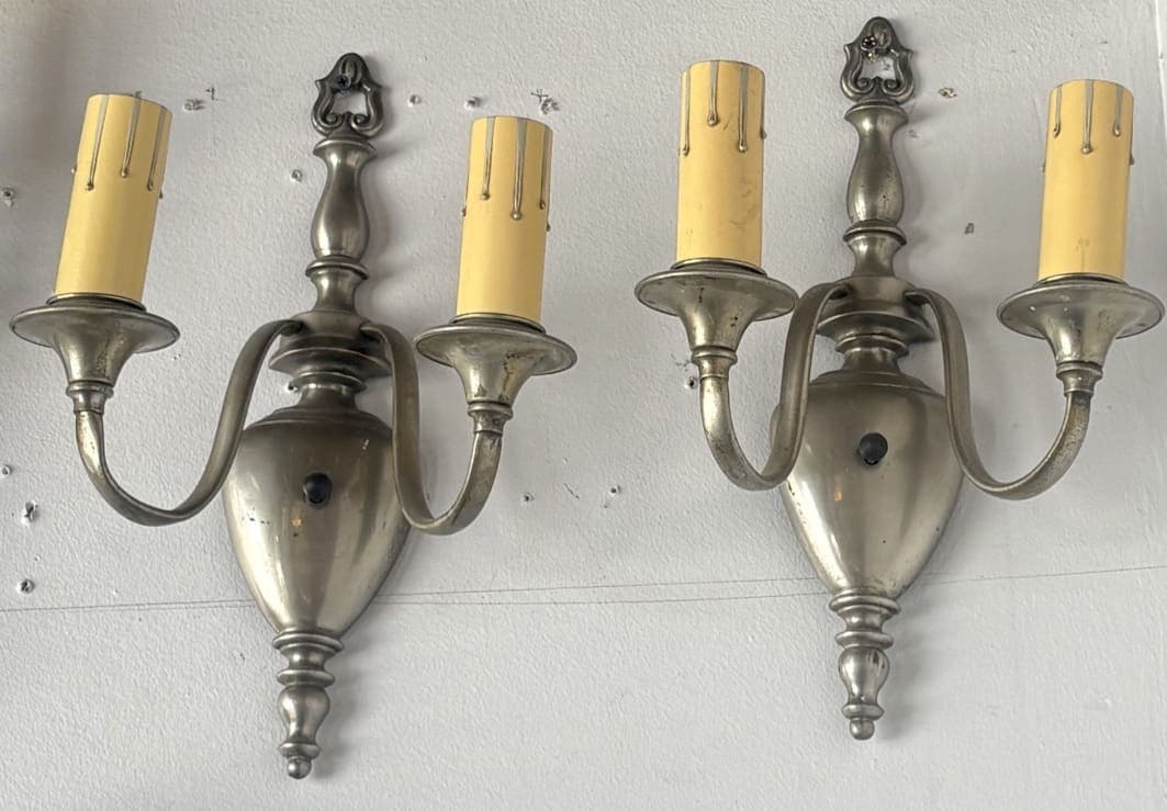 Pair of vintage silver wall sconces