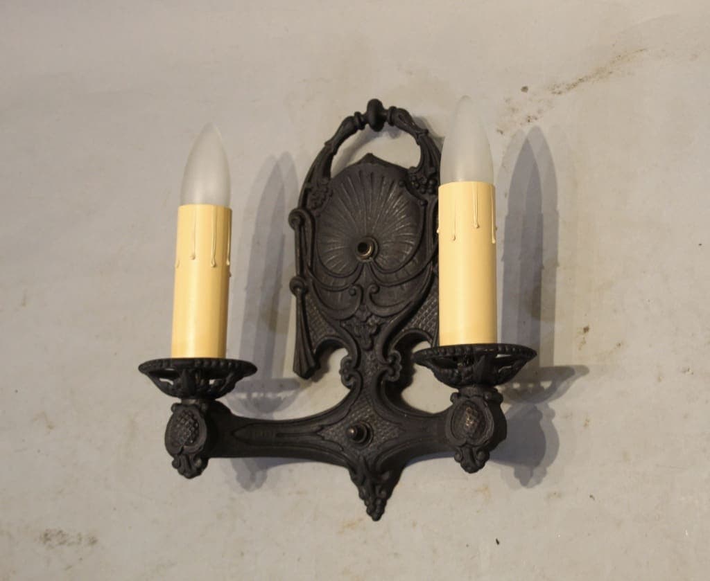 47386. Pair of Spanish Revival 1920’s Double Sconces