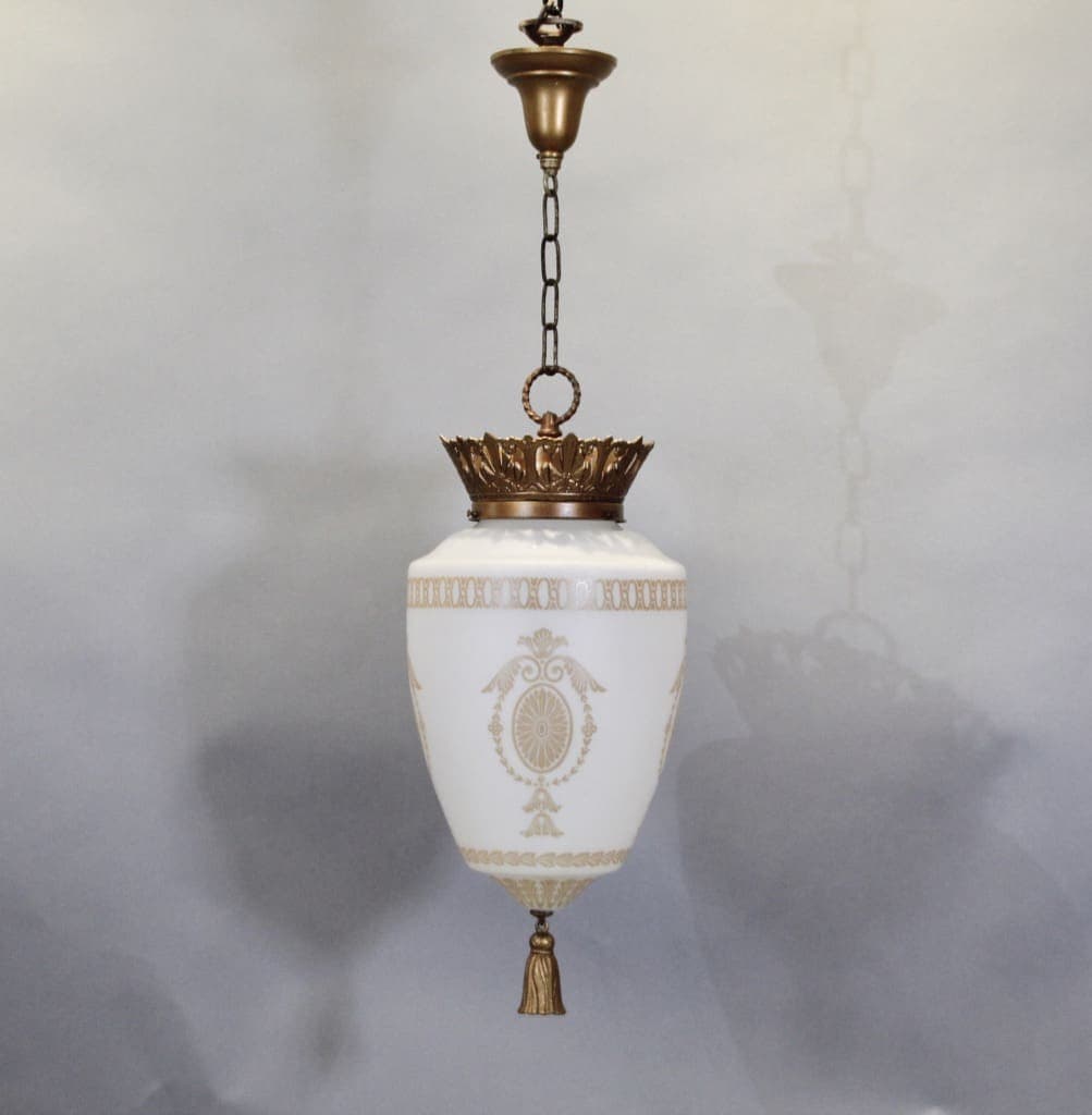 47578. Turn of the Century Neoclassical Pendant With Gold Etched Pattern