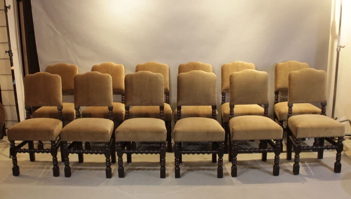 47541. Rare 1920’s Set Of 12 Spanish Revival Side Chairs