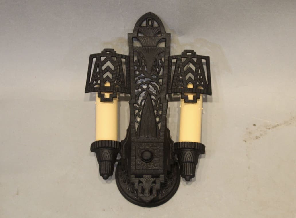 47391. Pair Of Deco 1930’s Double Sconces