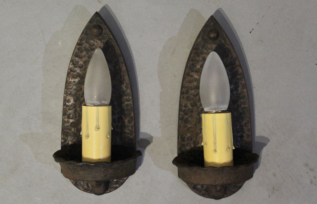 47711. Pair Of Hammered 1920’s Sconces