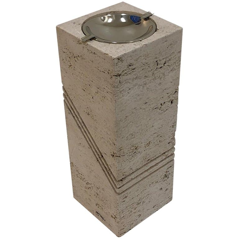 Italian Travertine and Nickel Ashtray by Marble Art