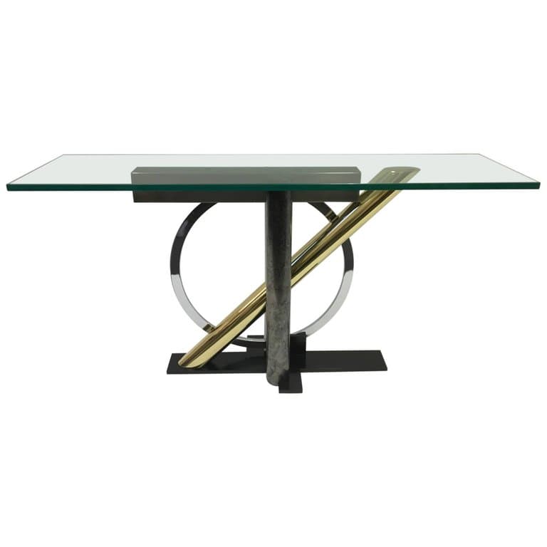 Mixed Metals and Glass Console Table by Kaizo Oto for DIA