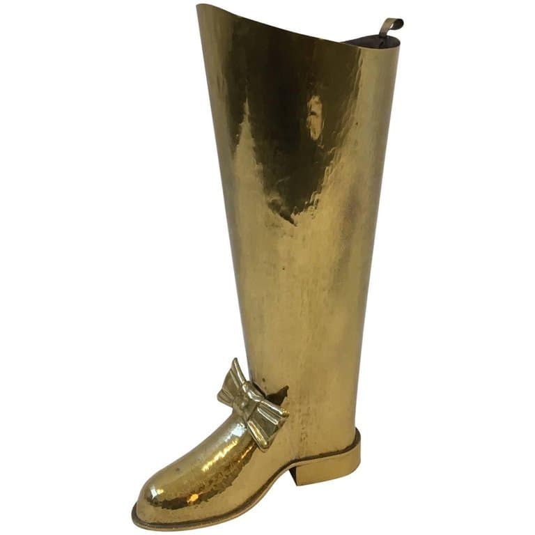 Spanish Brass Boot Umbrella Holder