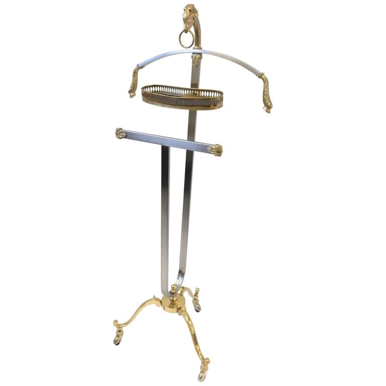 Italian Brass and Brushed Stainless Steel Valet by Maison Jansen