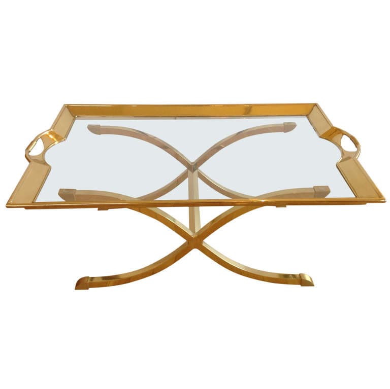 Large Polished Brass Cocktail/Coffee Table by La Barge