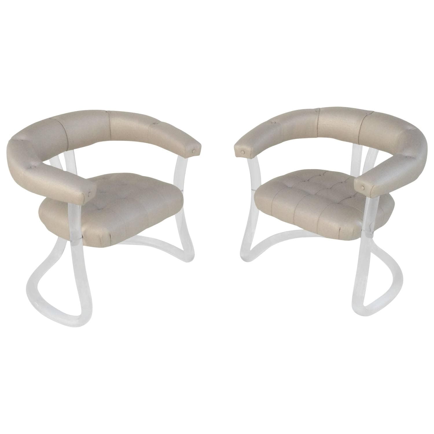 Pair Sculpted Acrylic Armchairs