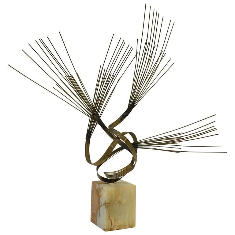 Gilded Steel and Onyx Tabletop Sculpture by Curtis Jeré