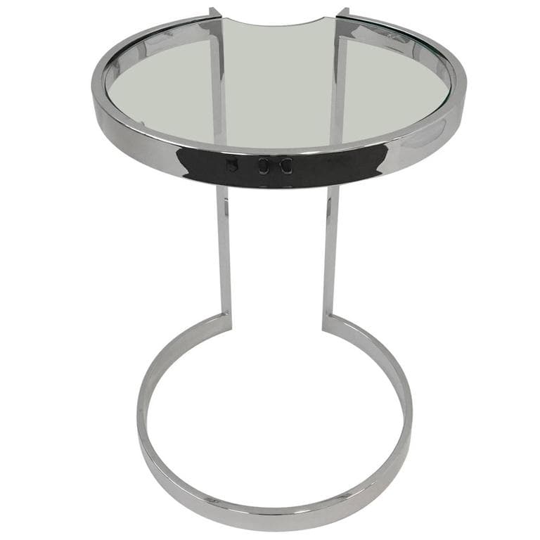 Polished Nickel and Glass Occasional Table in the style of Milo Baughman