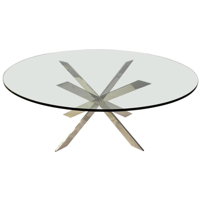 Nickel and Glass Cocktail Table by Pace Collection