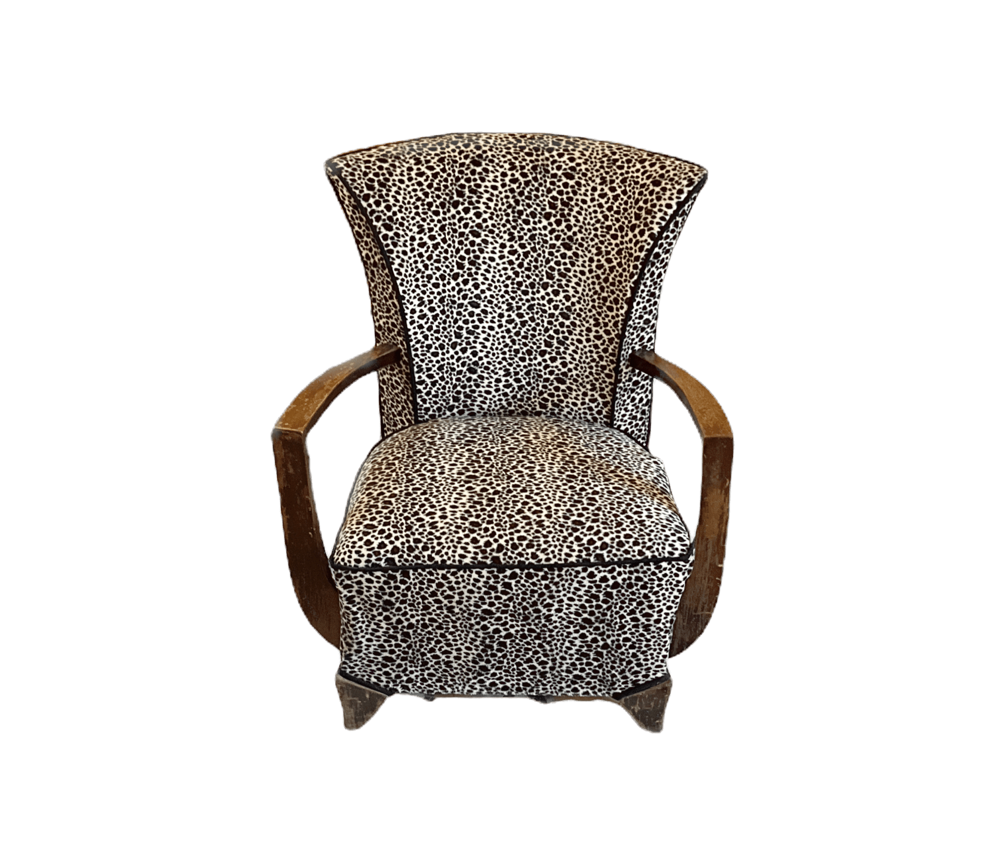 Art Deco Arm Chair with Leopard Upholstery