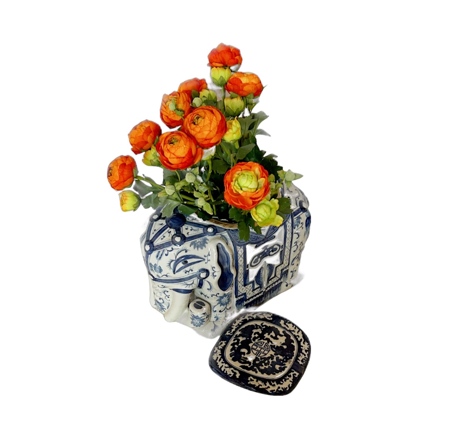Asian Ceramic Elephant Lidded Box /Vase