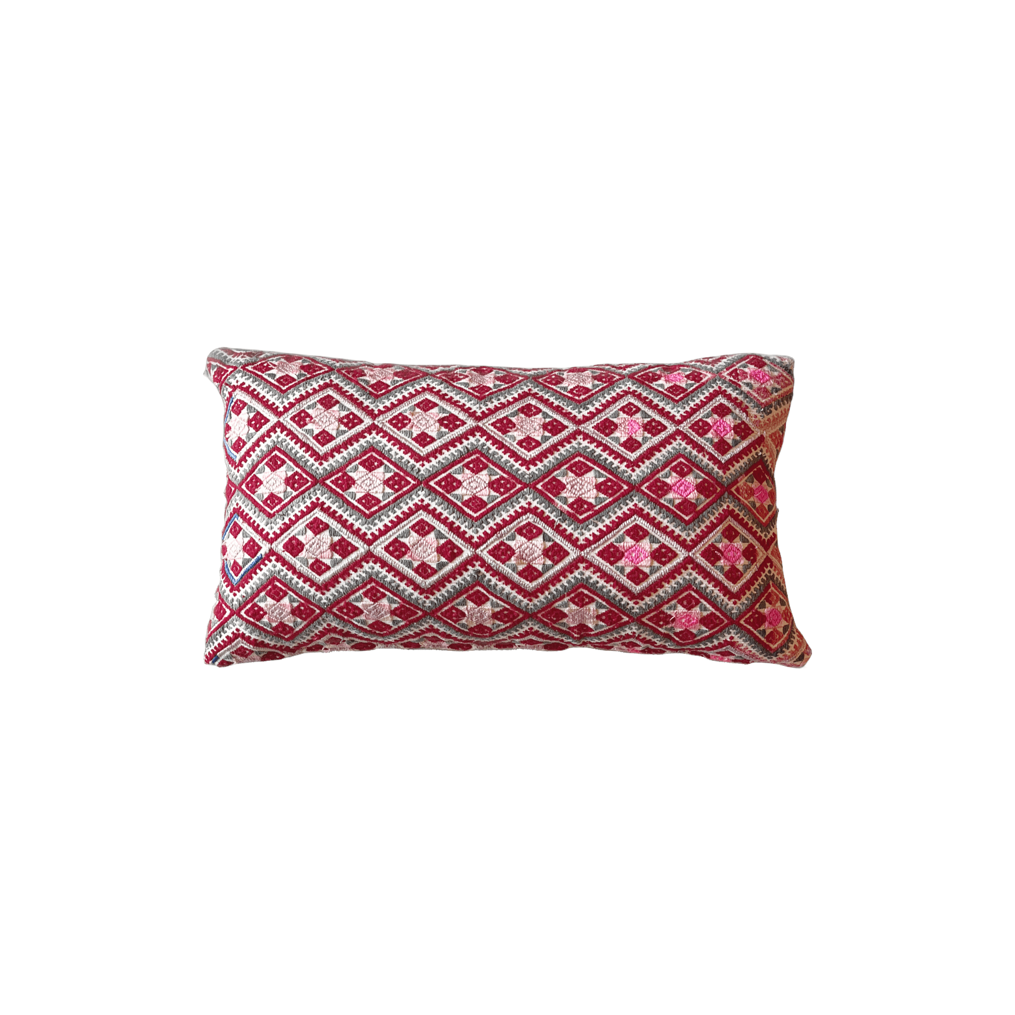 Hand Embroidered Indian Pink Pillow