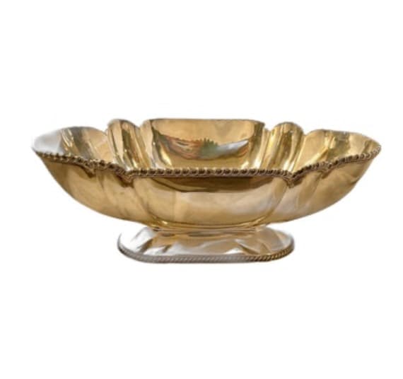 Exquisite Large Silver Scalloped Raised Bowl