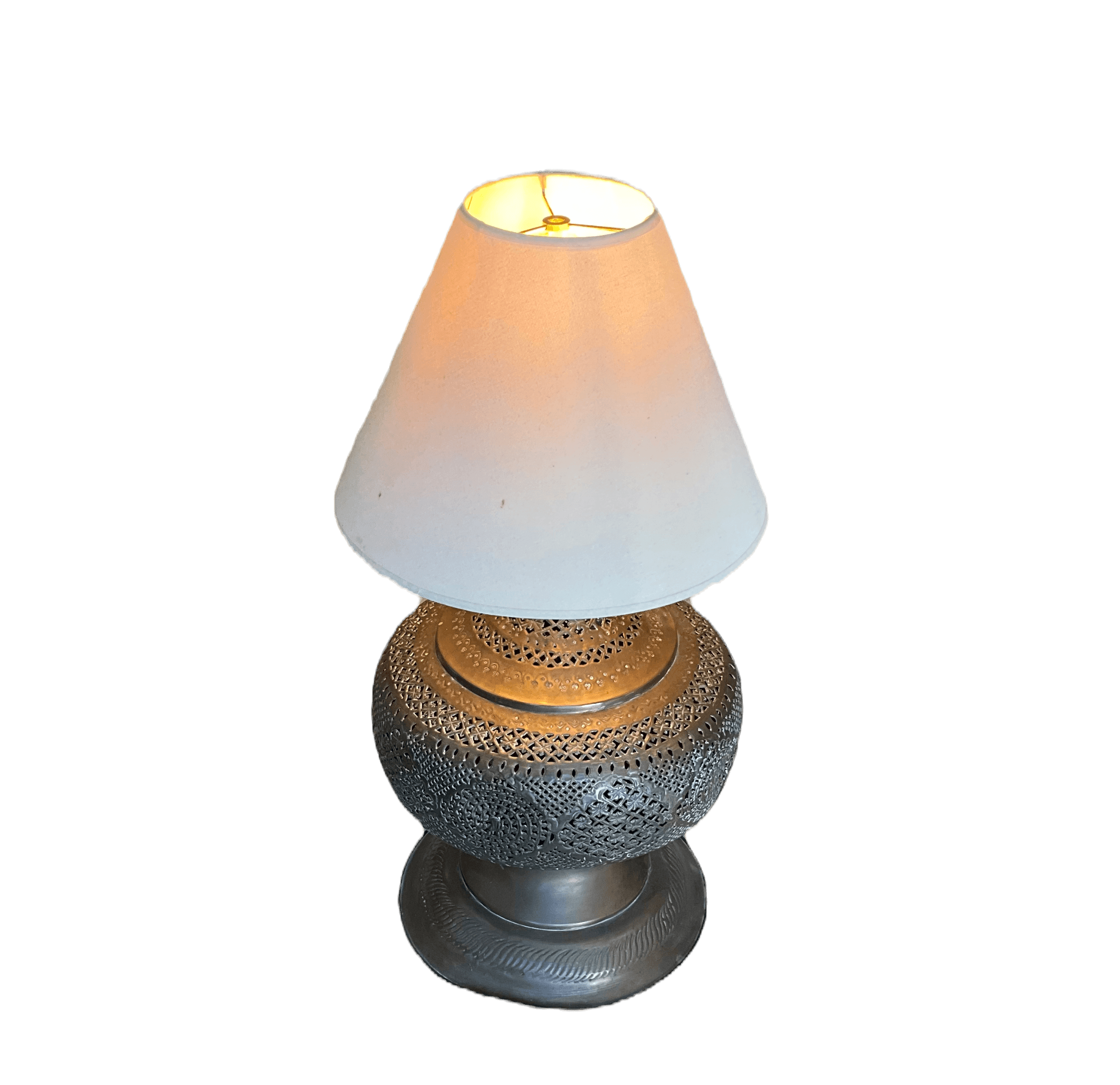 Vintage Moroccan Pierced Brass Table Lamp