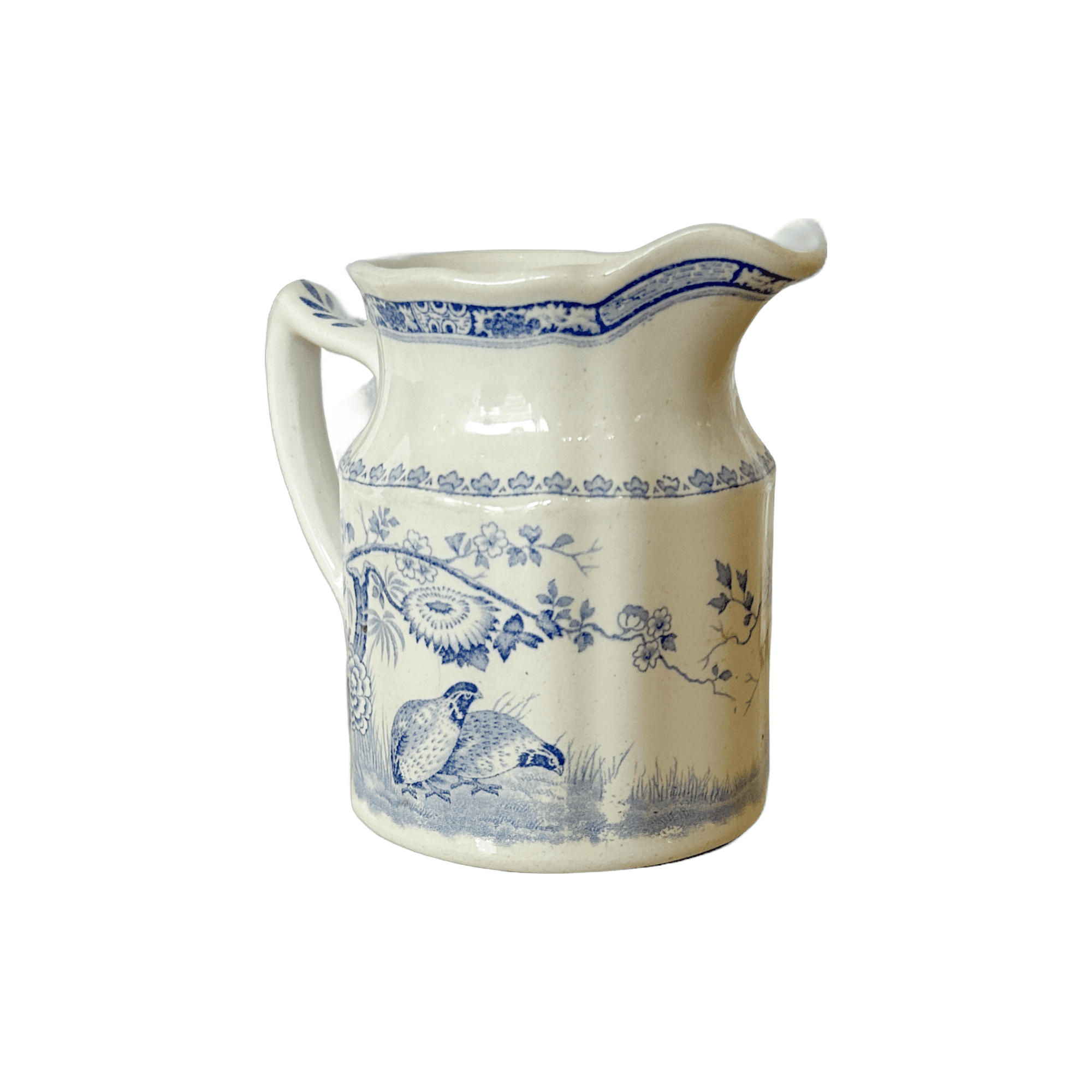 Vintage Blue Floral Ceramic Pitcher