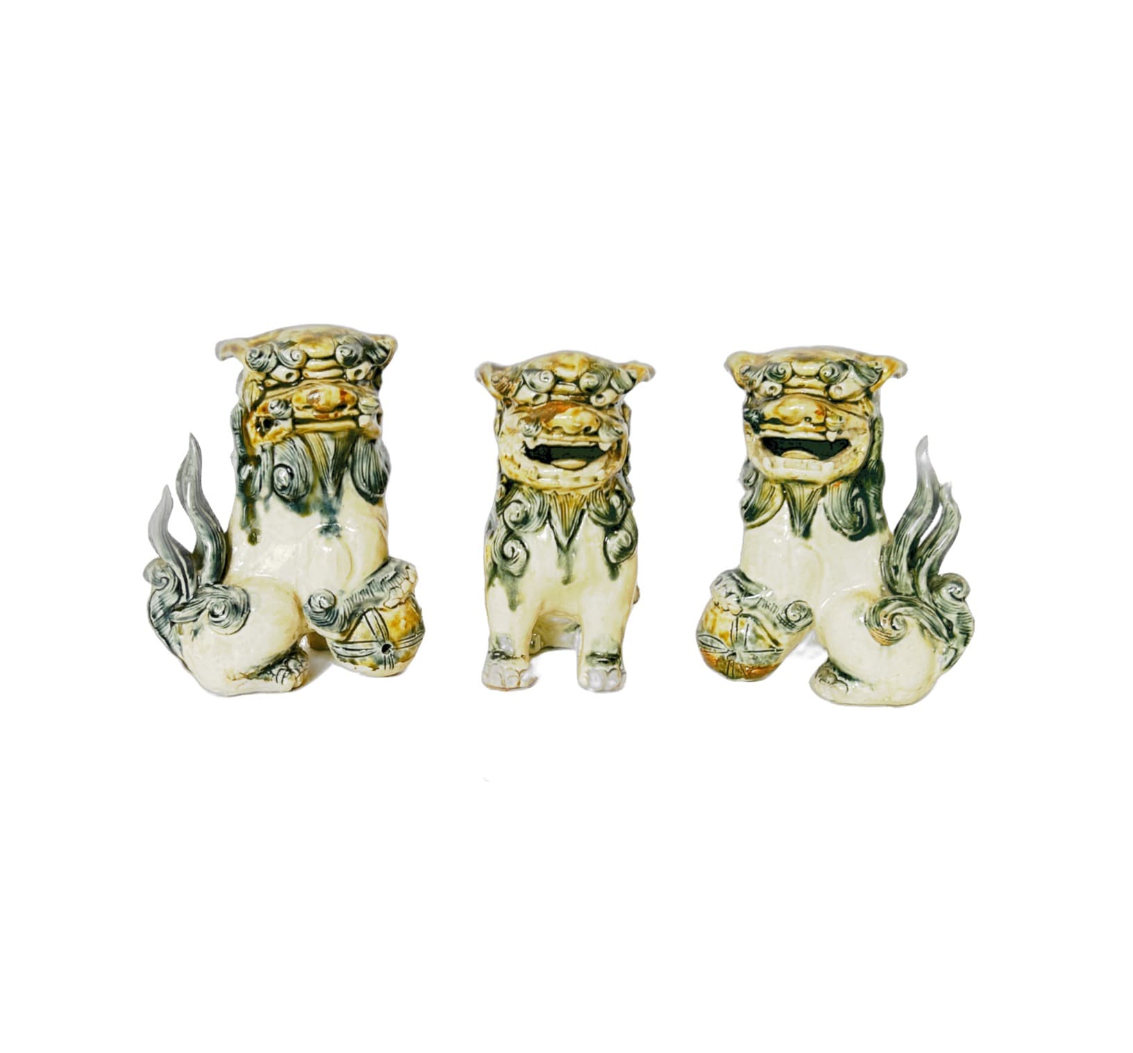 Trio of Ceramic Foo Dogs