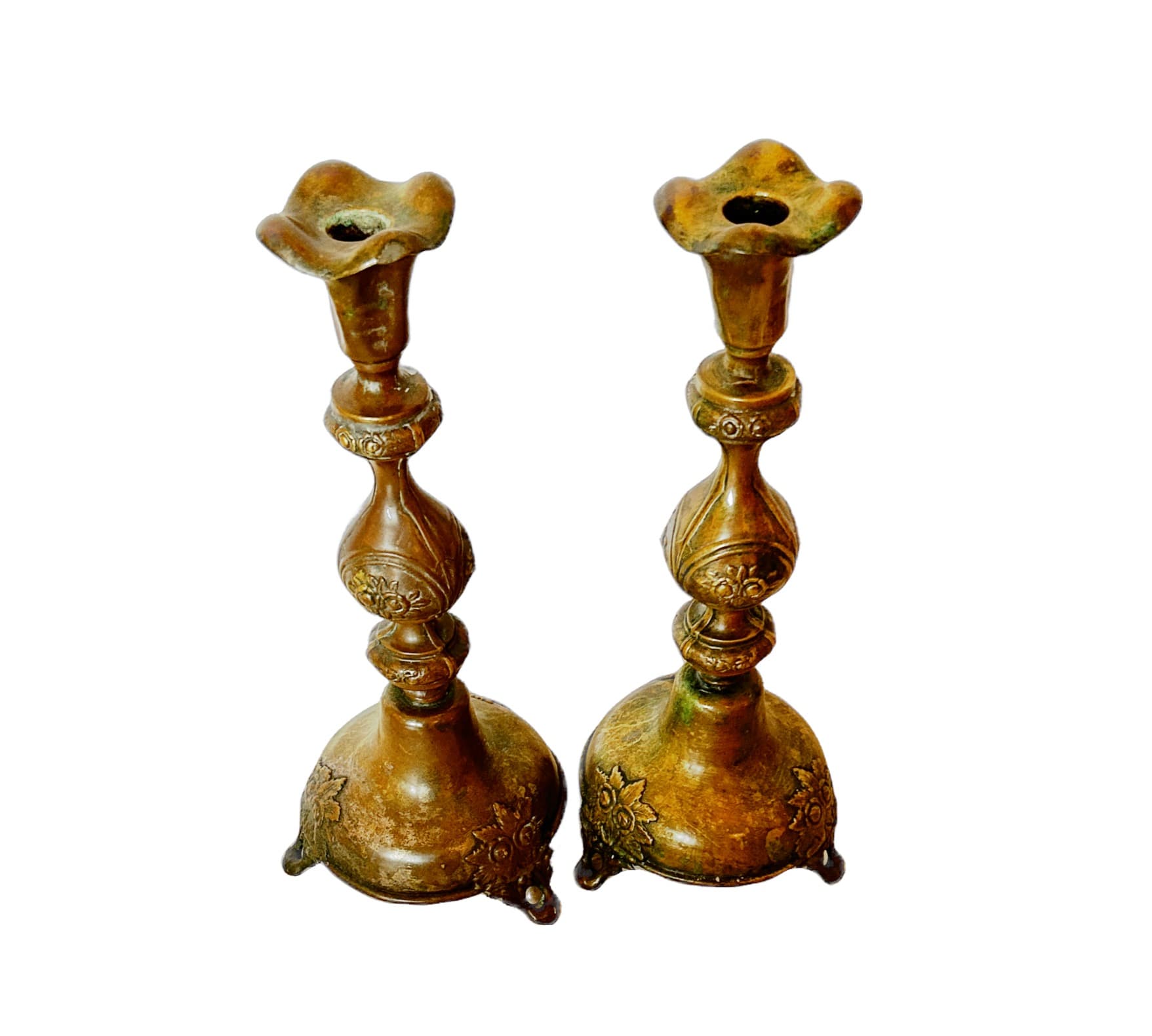 Antique Sabbath Candleholders l Warsaw, Poland circa 1890