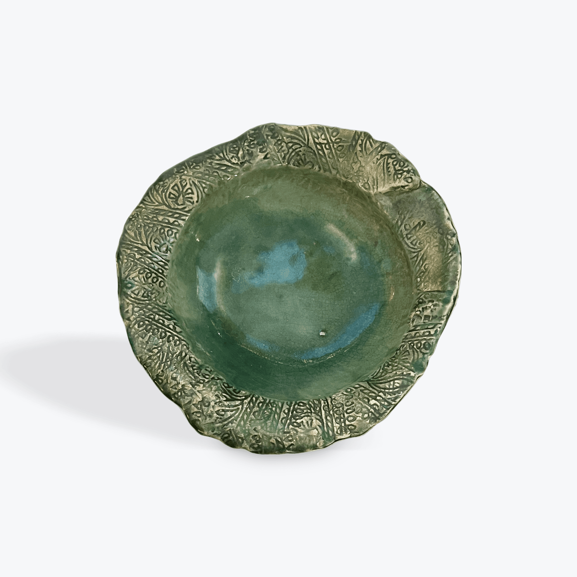 Handmade Celadon Pottery Engraved Bowl