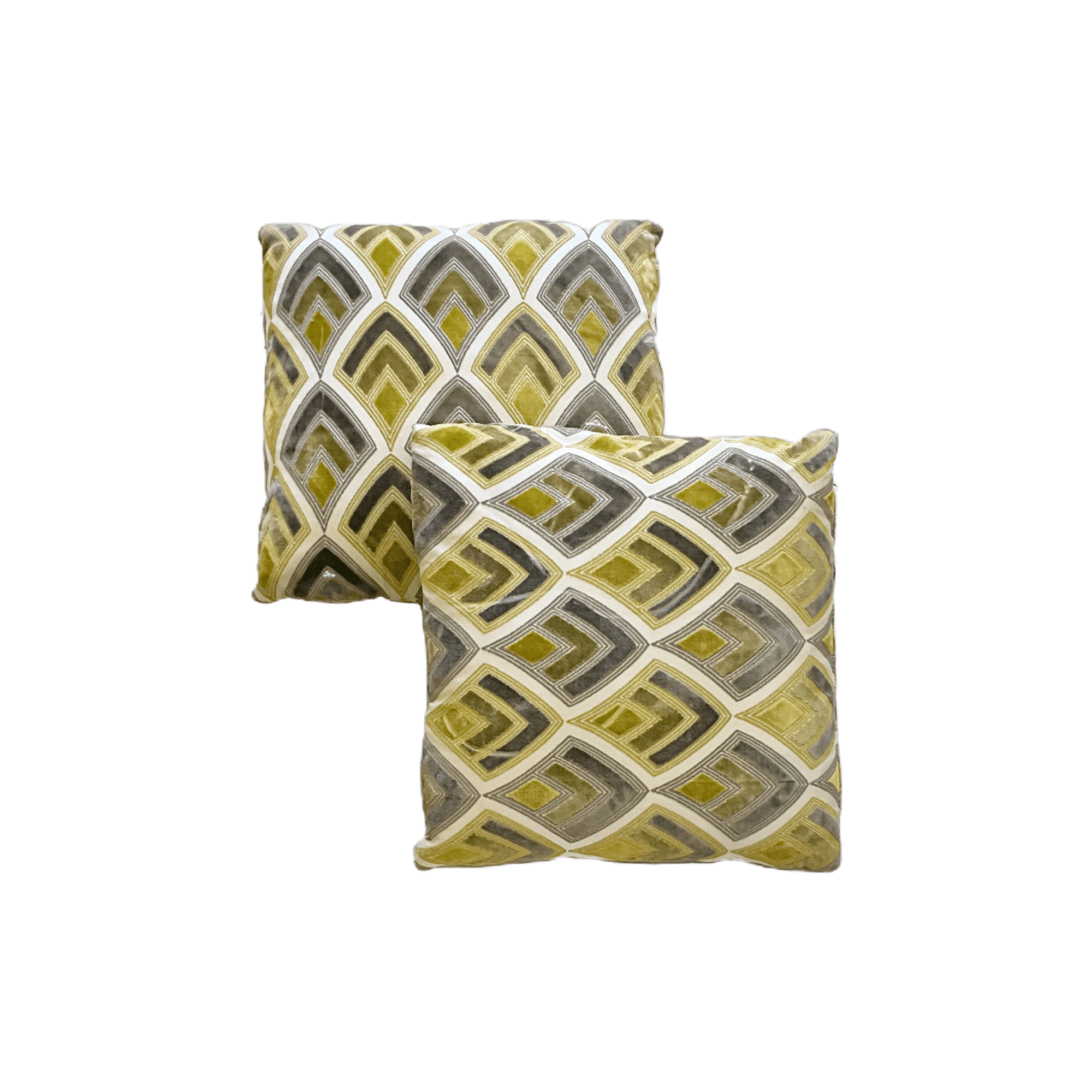 A Pair of Cut Velvet Chartreuse Pillows